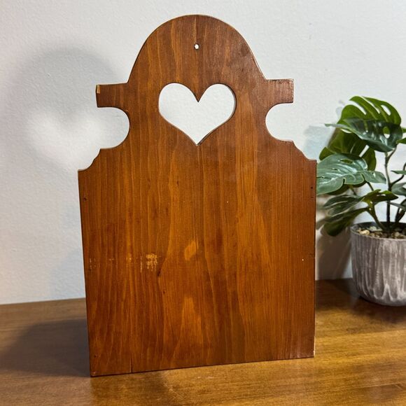 Vintage Wooden Hanging Box with Drawer and Top Open Pocket 13" Tall - Picture 6 of 12